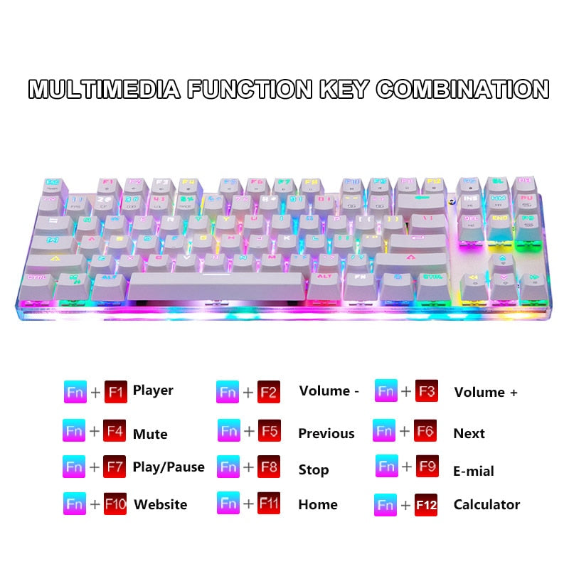 Original Motospeed K87S RGB Gaming Mechanical Keyboard USB Wired 87 Keys Red/Blue Switch Laser RU Keypads For PC Computer Gamer