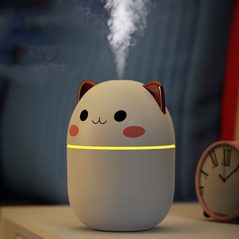 200ml Air Humidifier Cute Kawaiil Aroma Diffuser With Night Light Cool Mist For Bedroom Home Car Plants Purifier Humificador