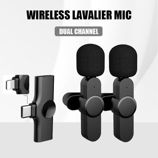 Wireless Lavalier Microphone Portable Audio Video Recording Mini Mic for iPhone Android Live Broadcast Gaming Phone Microfonoe