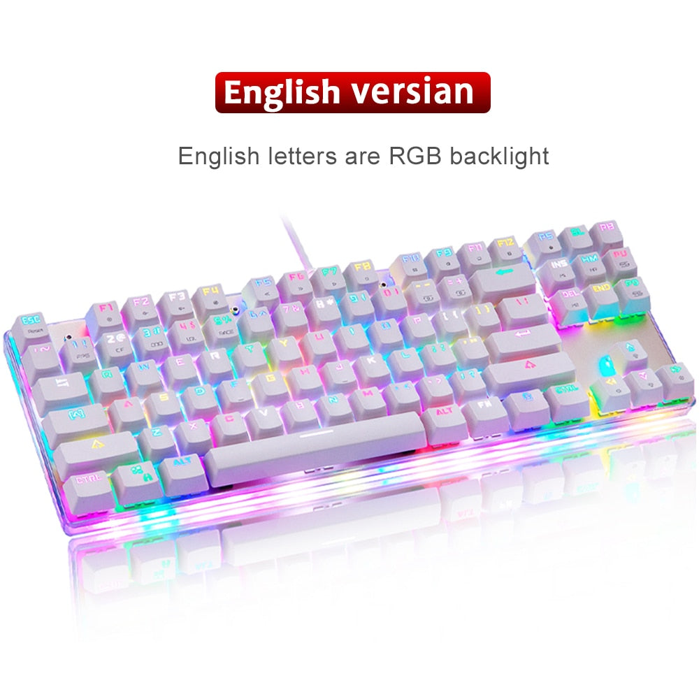 Original Motospeed K87S RGB Gaming Mechanical Keyboard USB Wired 87 Keys Red/Blue Switch Laser RU Keypads For PC Computer Gamer