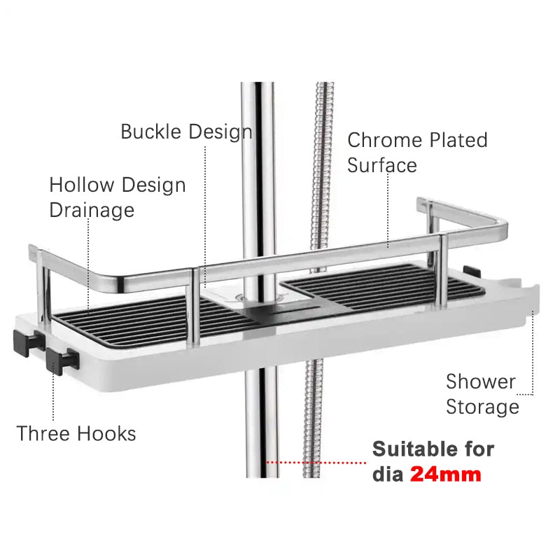 Shower Storage Holder Rack Organizer Bathroom Shelf  Shampoo Tray Stand No Drilling Floating Shelf  For Wall Household Item