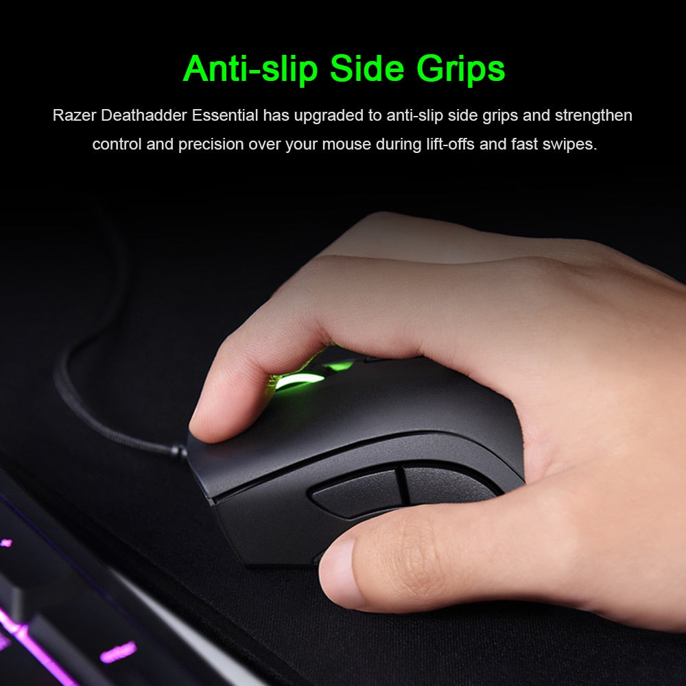 Razer DeathAdder Essential Wired Gaming Mouse 6400DPI Ergonomic Professional-Grade Optical Sensor Razer Mice For Computer Laptop