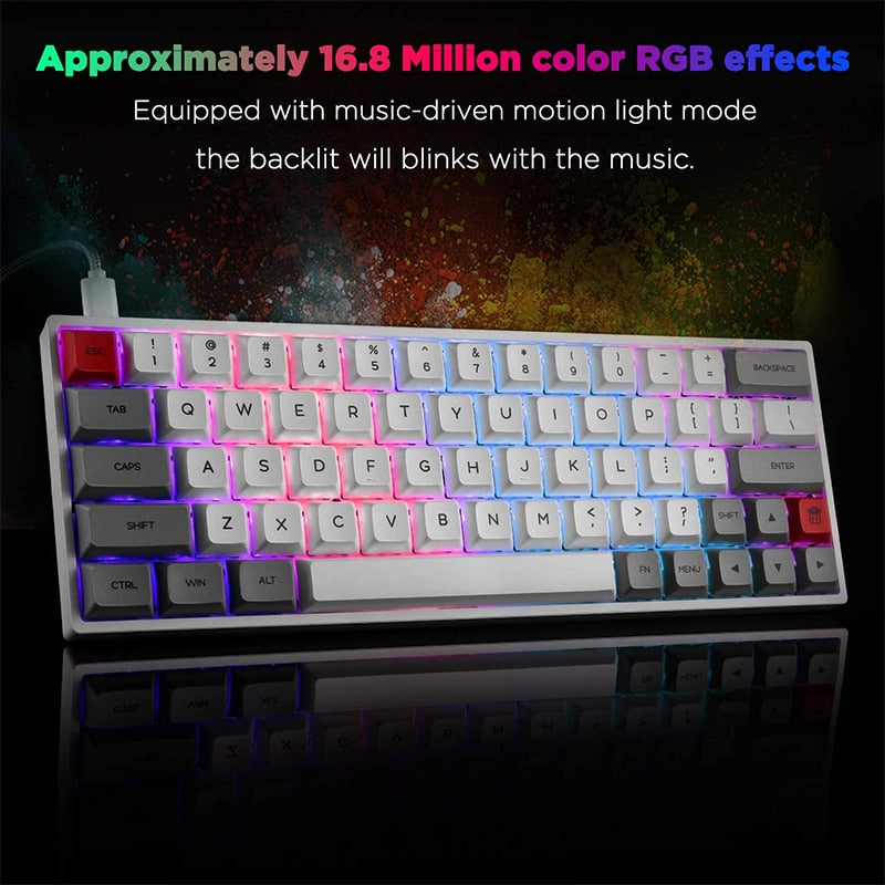 SKYLOONG SK64 Hot Swappable Mechanical Keyboard With RGB Backlit Wireless Bluetooth Gaming Keyboard ABS Keycaps For Win/Mac GK64