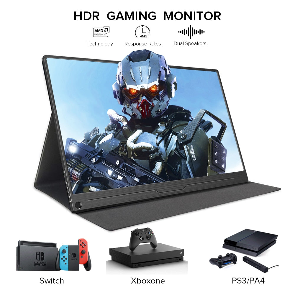 UPERFECT 15.6 Inch FHD 1080p HDR Gaming Monitor USB Type C Mini HDMI Computer Display IPS Screen  for PS3 PS4 Xbox Raspberry PI