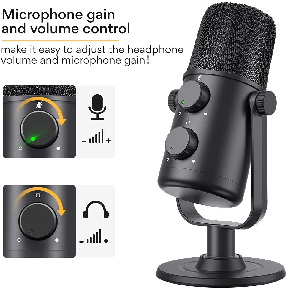 MAONO USB Condenser Microphone With Type Data Cable Cardioid Streaming Mic Podcast Studio PC Mic for YouTube, Skype，AU-902