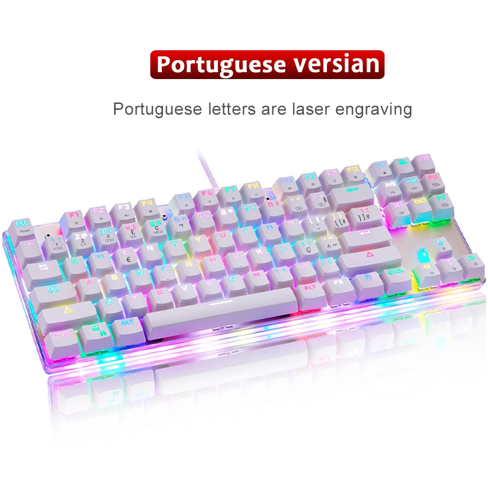 Original Motospeed K87S RGB Gaming Mechanical Keyboard USB Wired 87 Keys Red/Blue Switch Laser RU Keypads For PC Computer Gamer