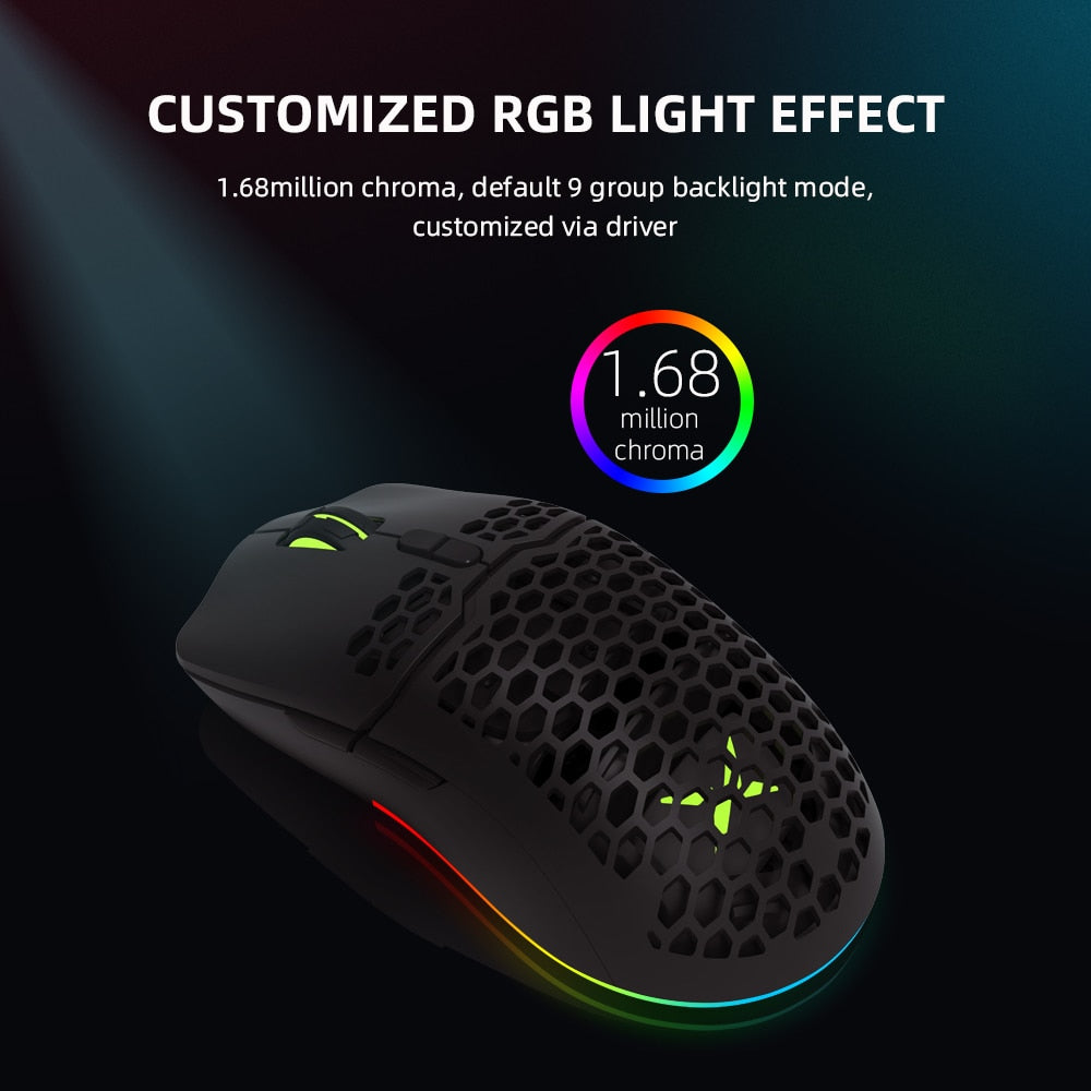 Delux M700A Lightweight RGB Gaming Mouse 67g 7200DPI 1000Hz Ergonomic Mice with Ultra Weave Cable For Computer Gamer