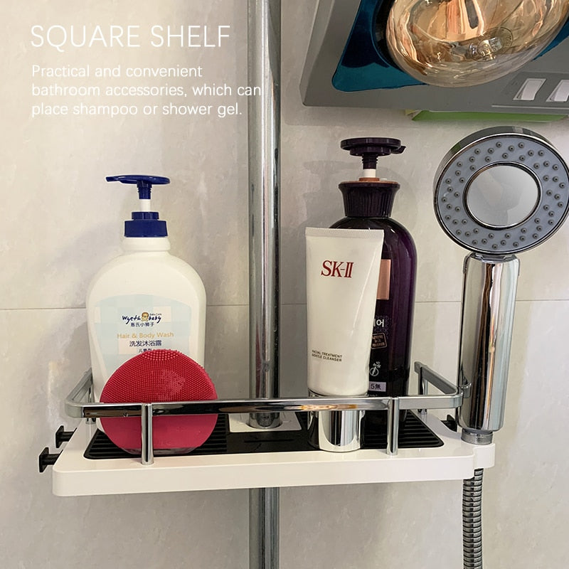 Shower Storage Holder Rack Organizer Bathroom Shelf  Shampoo Tray Stand No Drilling Floating Shelf  For Wall Household Item