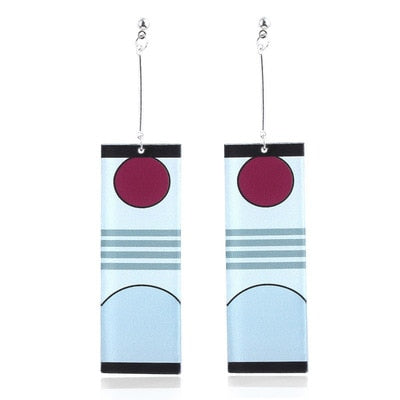 Fashion Acrylic Tanjiro Earrings Demon Slayer Earrings Anime Cosplay Props Hanafuda Drop Long Earrings for Women Girls Jewelry