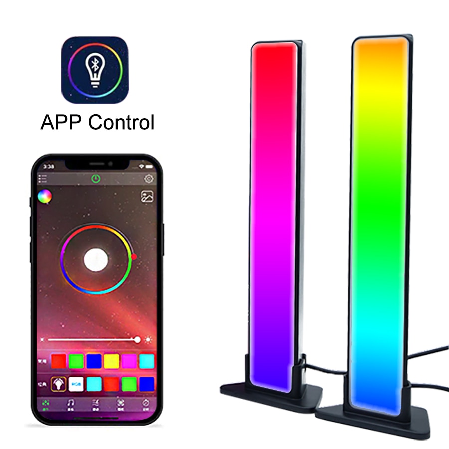 New RGB Music Backlights Sound Control Smart Night Light Bars Works with Bluetooth LED Light for Gaming TV Decoration Lamp