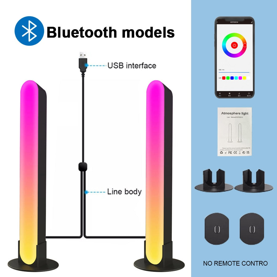 New RGB Music Backlights Sound Control Smart Night Light Bars Works with Bluetooth LED Light for Gaming TV Decoration Lamp