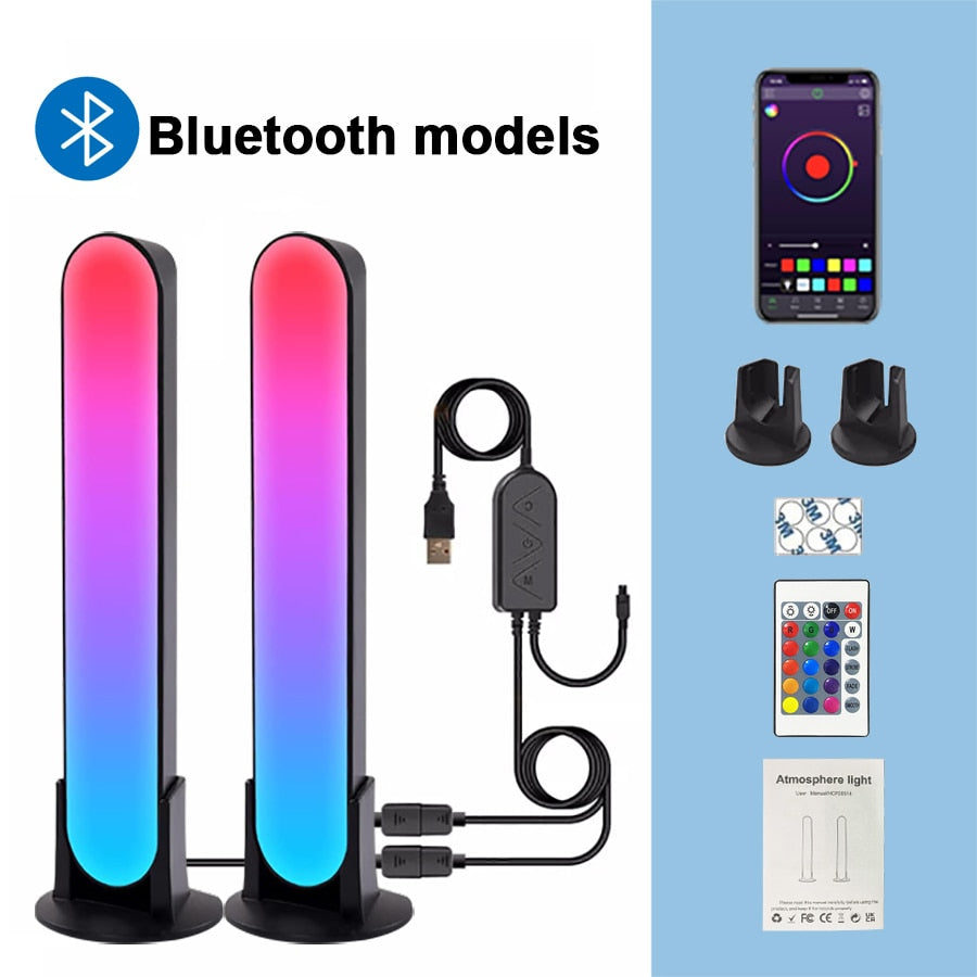 New RGB Music Backlights Sound Control Smart Night Light Bars Works with Bluetooth LED Light for Gaming TV Decoration Lamp