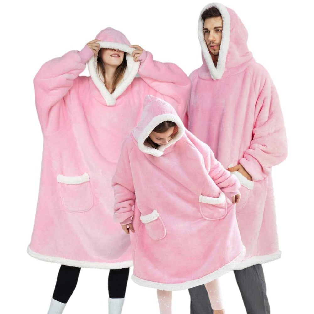 Blanket with Sleeves Women Oversized Winter Hoodie Fleece Warm Hoodies Sweatshirts Giant TV Blanket Women Hoody Robe Couple Men