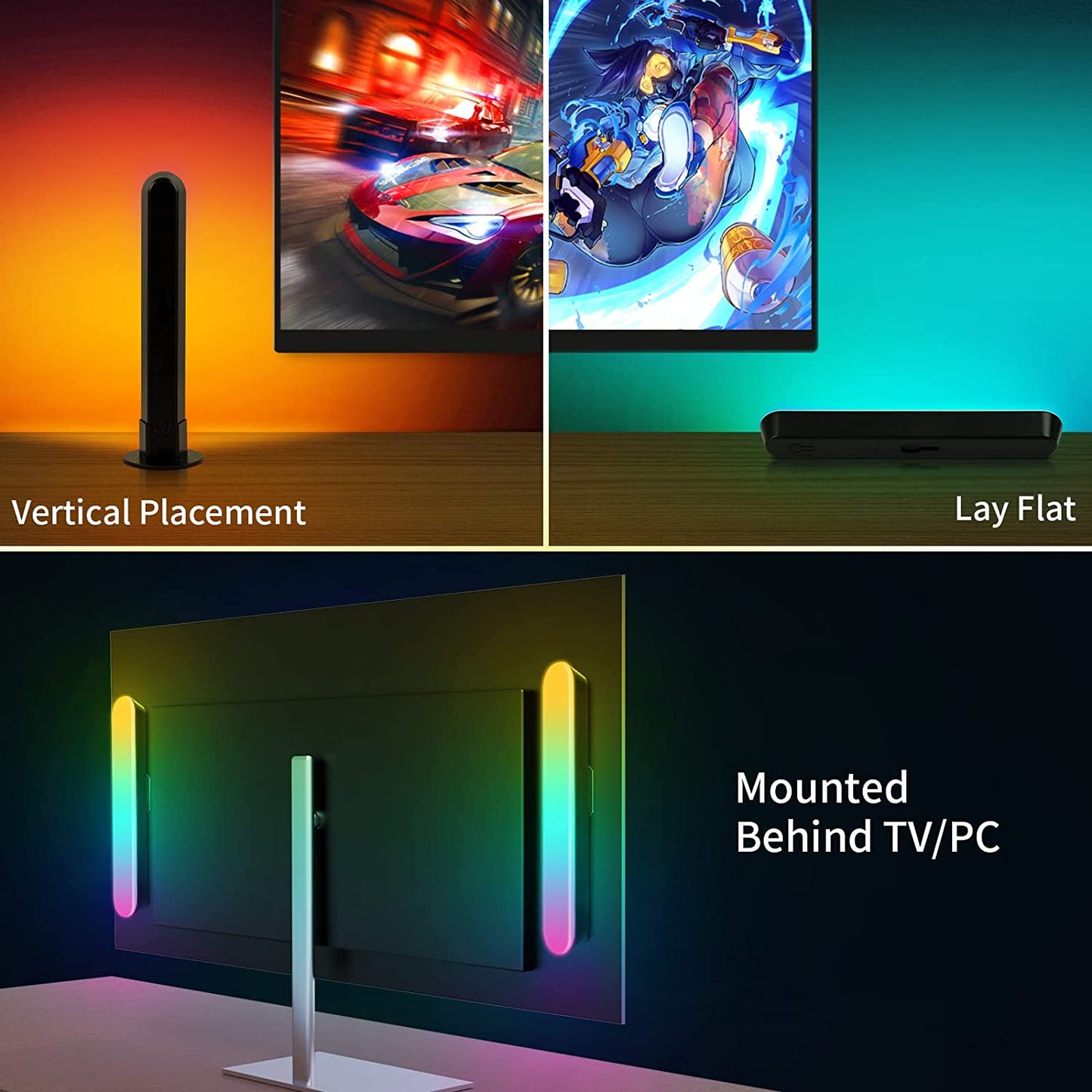 New RGB Music Backlights Sound Control Smart Night Light Bars Works with Bluetooth LED Light for Gaming TV Decoration Lamp