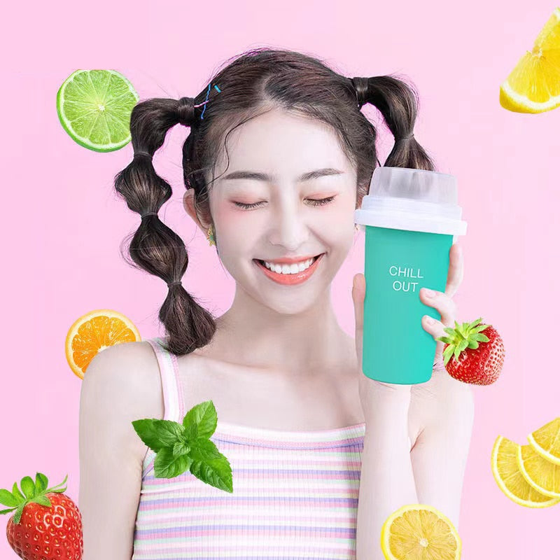 Summer Squeeze Homemade Juice Water Bottle Quick-Frozen Smoothie Sand Cup Pinch Fast Cooling Magic Ice Cream Slushy Maker Beker