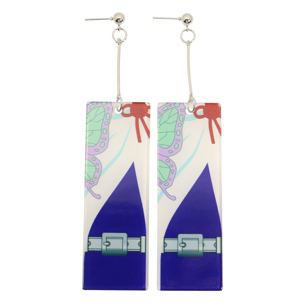 Fashion Acrylic Tanjiro Earrings Demon Slayer Earrings Anime Cosplay Props Hanafuda Drop Long Earrings for Women Girls Jewelry