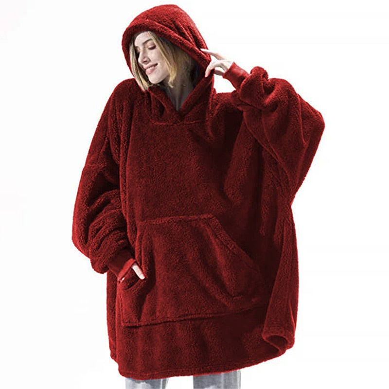 Blanket with Sleeves Women Oversized Winter Hoodie Fleece Warm Hoodies Sweatshirts Giant TV Blanket Women Hoody Robe Couple Men