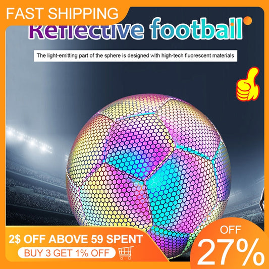 Reflective Soccer Ball Luminous Night Glow Footballs Adult Child Training Competition Football Student Training Soccer Ball